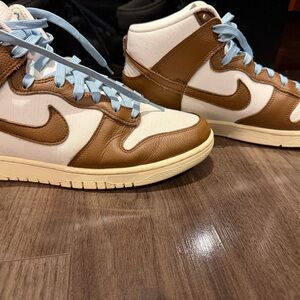 Nike Brown and White Dunk High